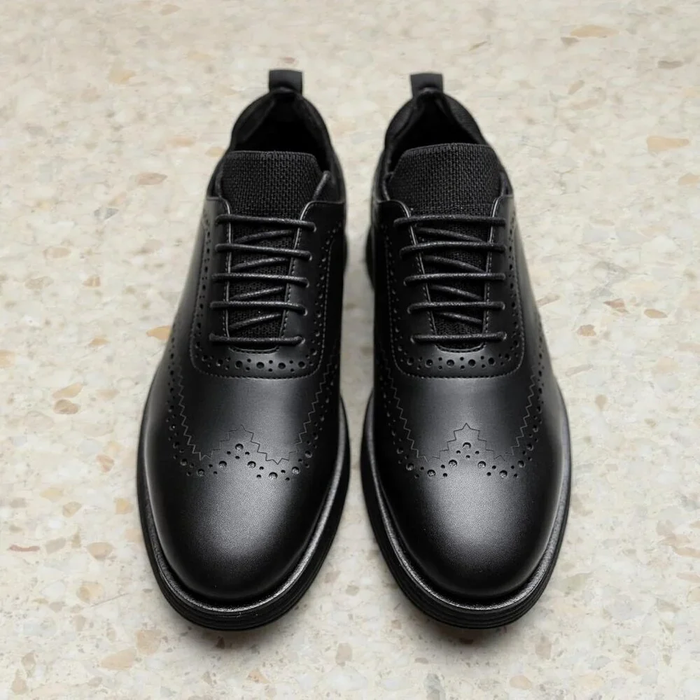 Casual Dress Oxford Shoes Men's Black Business Formal Comfort Wingtip Sneaker